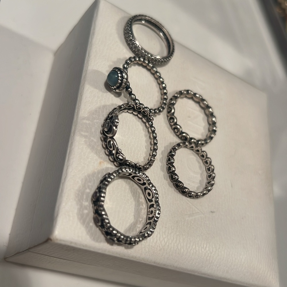 Silver Pandora Ring Stack - 6 Pieces - image 2